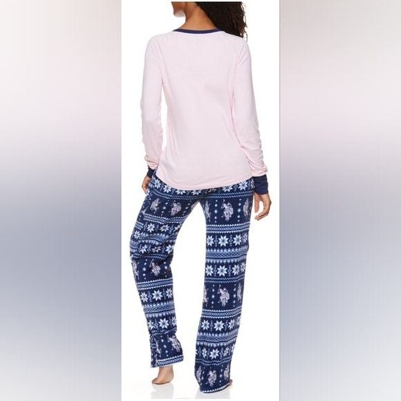 U.S. Polo Assn. Women's Long Sleeve Top and Plush Pant Pajama Sleep Set,… - Picture 2 of 3